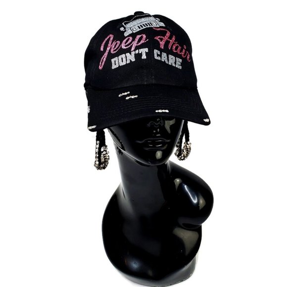 Jeep Hair Don't Care Black Baseball Adjustable Cap with Swarovski Crysta… - Picture 7 of 7